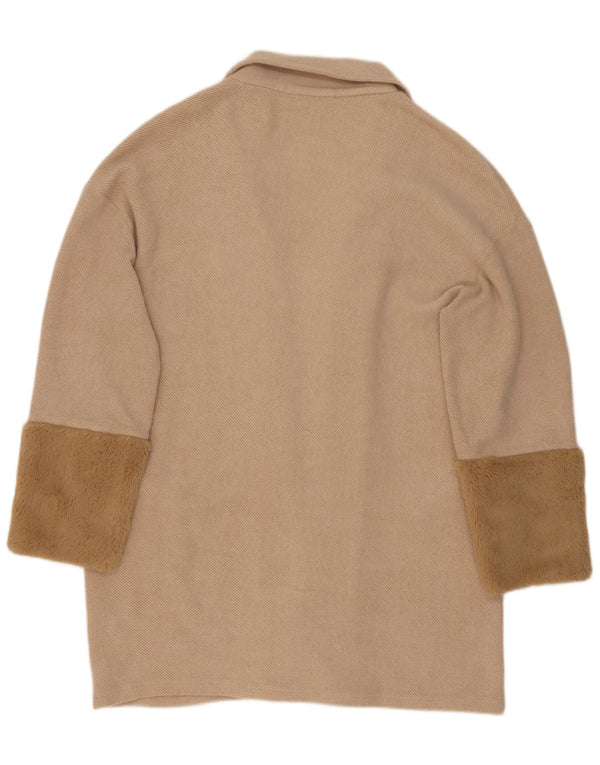 Zara Cardigan long surdimensionné pour femme UK 14 Beige moyen