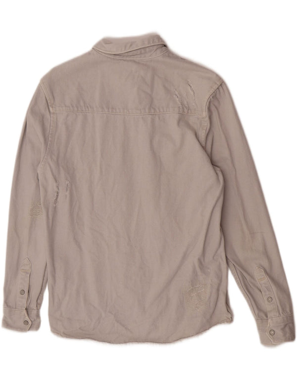 Zara Chemise En Jean Coupe Relax Déchirée Homme Gris Moyen Coton