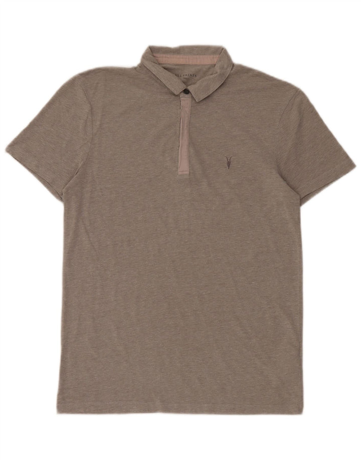All Saints Polo Homme Petit Gris Rayé Coton