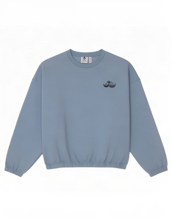 Adidas Sweat-shirt court surdimensionné pour femme UK 8 Petit coton bleu