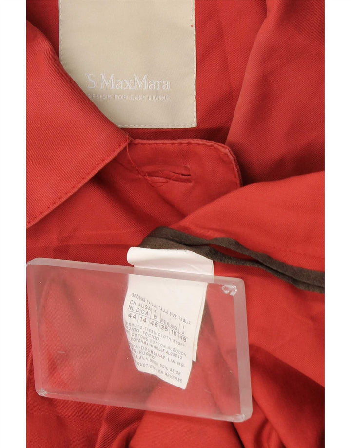 Max Mara Manteau pour femme UK 16 Large Rouge Coton