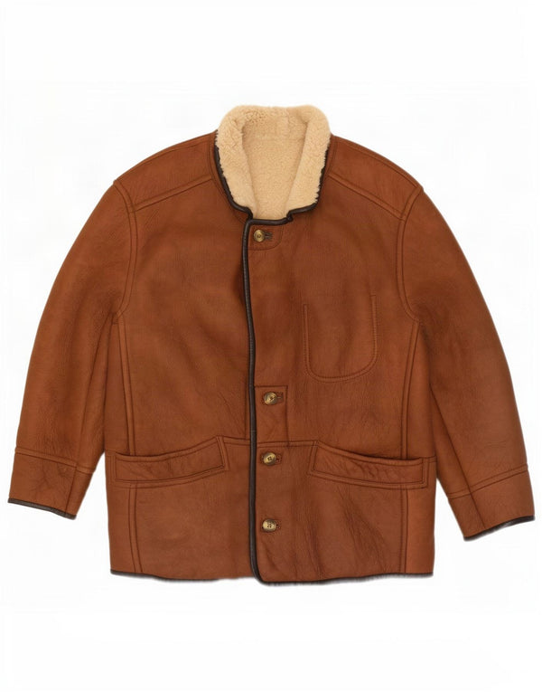 Aston Veste en cuir Sherpa pour homme UK 40 Large Marron