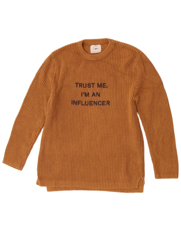 Zara Pull graphique à col rond pour fille 13-14 ans Jaune Coton