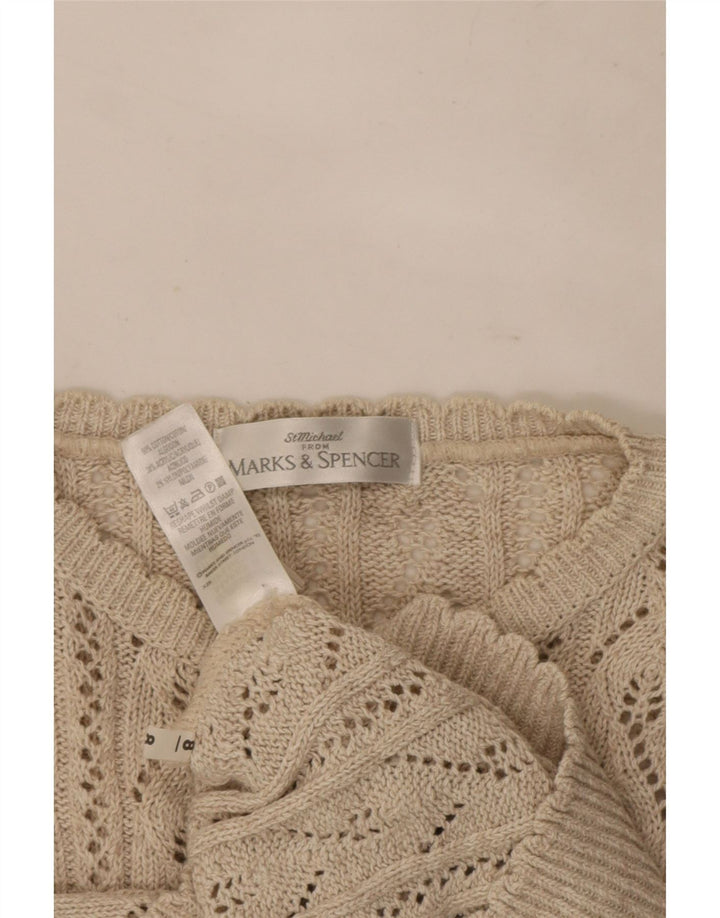 Marks & Spencer Pull Cardigan Femme UK 12 Acrylique Beige Moyen