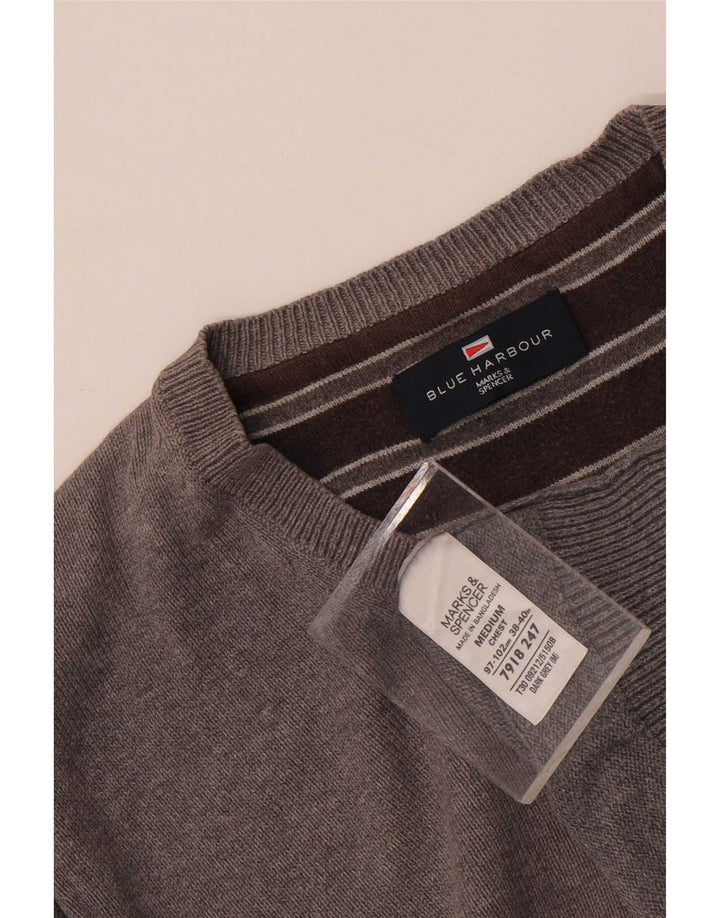 Marks & Spencer Pull Blue Harbor Col V Homme Gris Moyen Coton