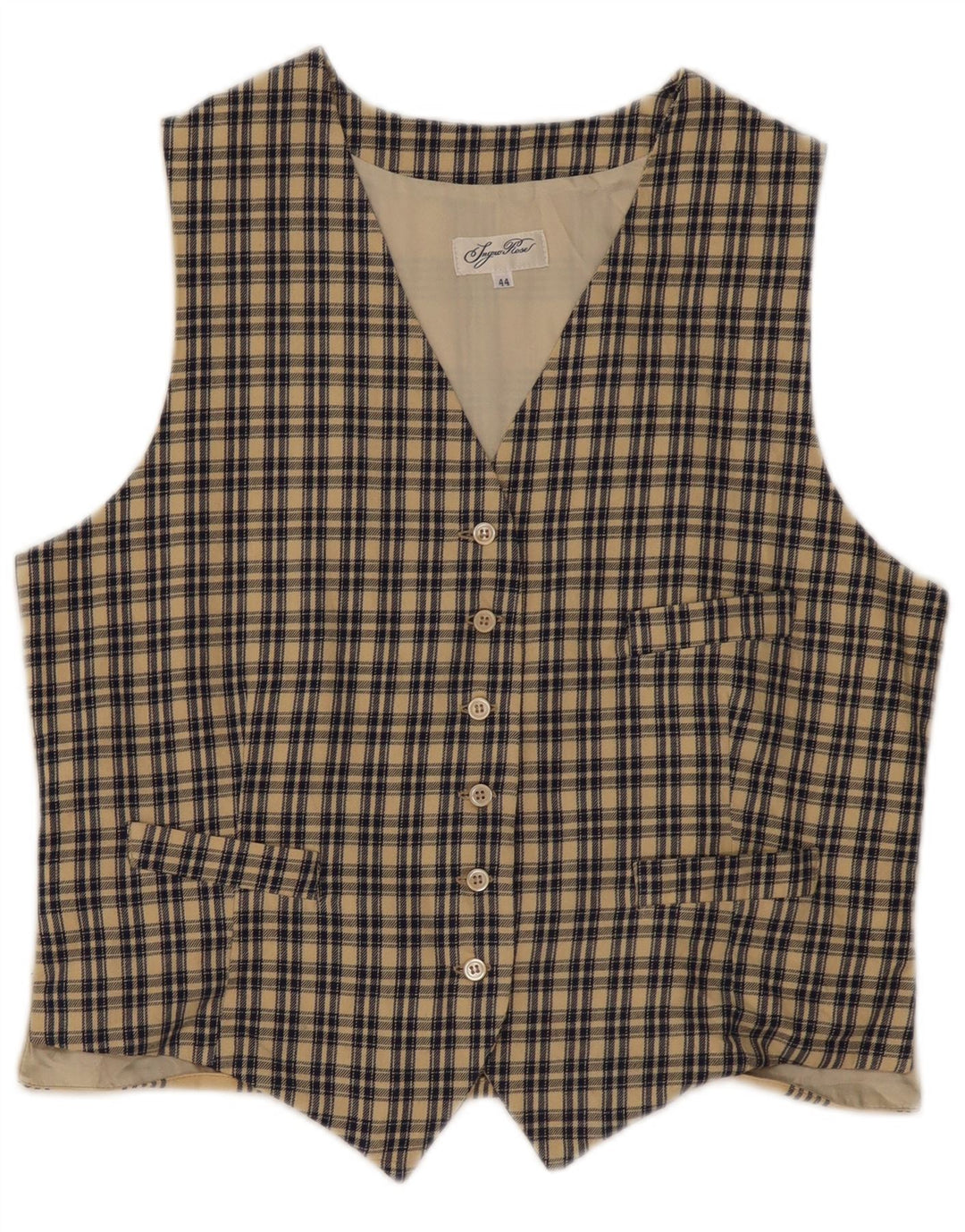 Ingro Rose Gilet Femme IT 44 Coton Beige Moyen à Carreaux