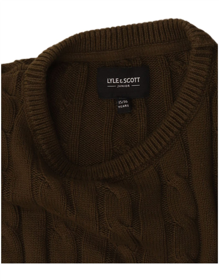Lyle & Scott Pull à col rond pour garçon 15-16 ans Kaki