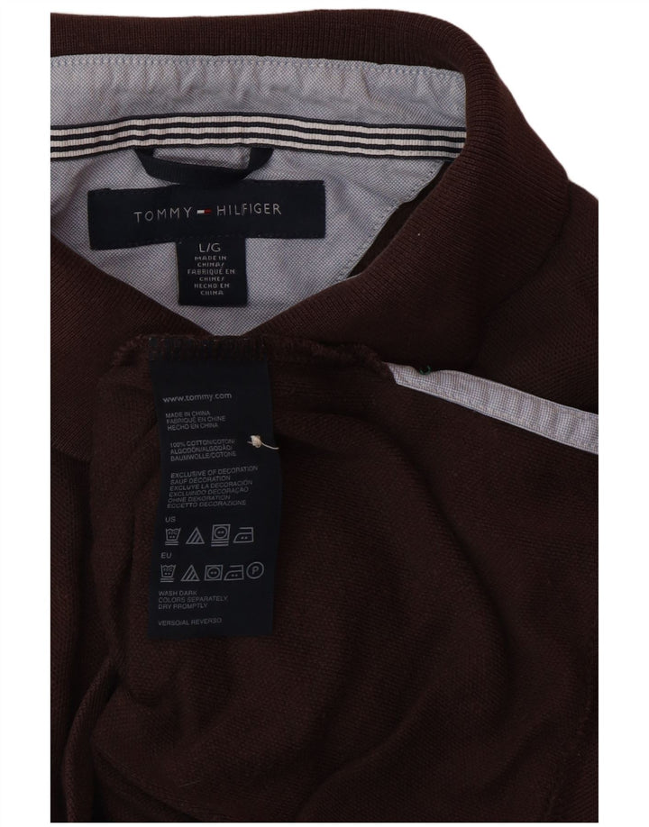 TOMMY HILFIGER Polo Homme Large Marron Coton