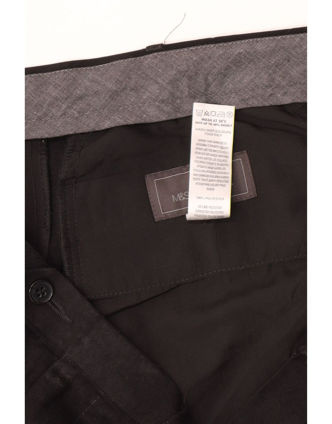 Marks & Spencer Pantalon de costume coupe classique pour homme W40 L31 Noir Polyester