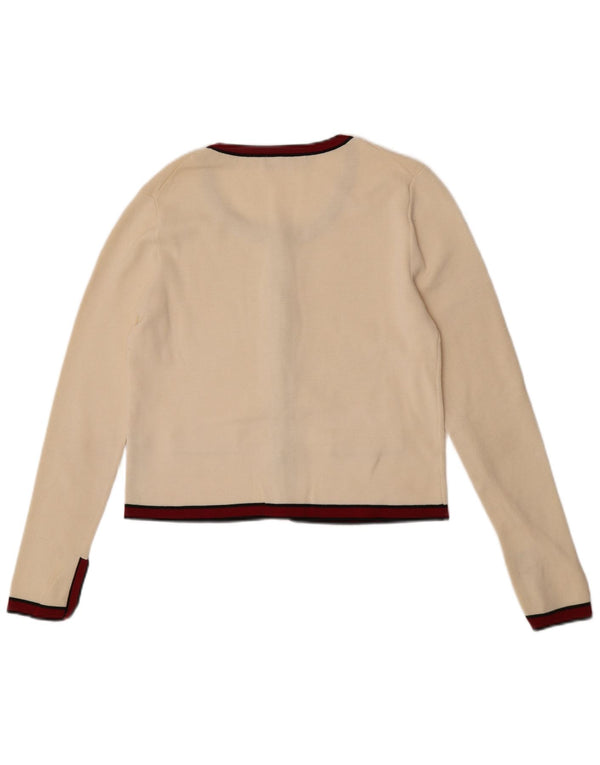 Zara Womens Crop Cardigan Pull UK 12 Moyen Blanc Cassé