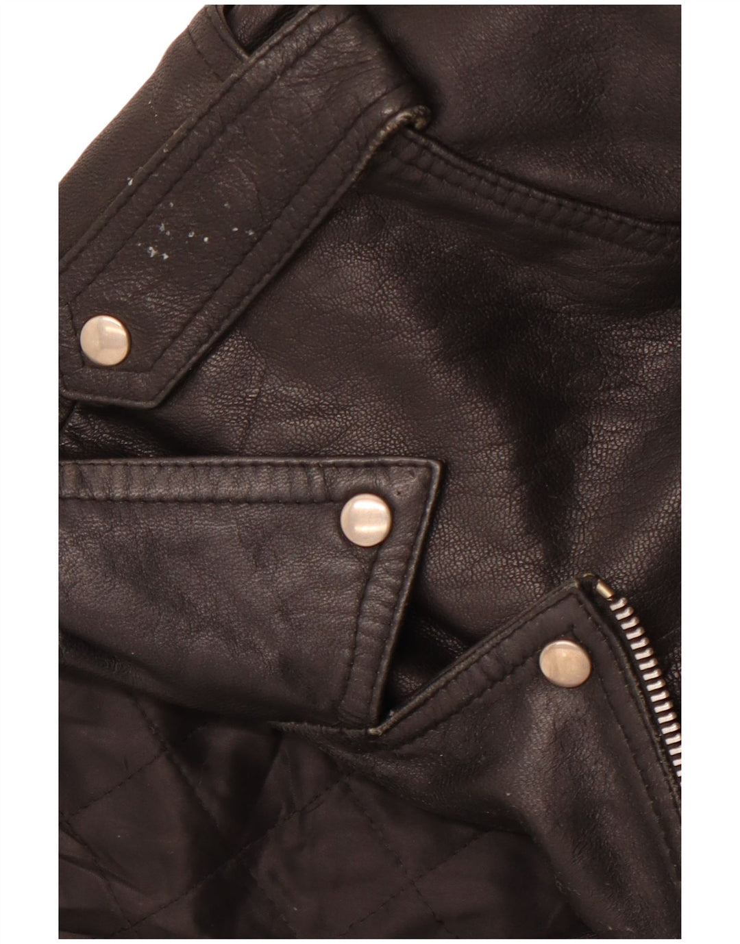 VINTAGE Veste motard en cuir femme UK 14 Cuir noir moyen