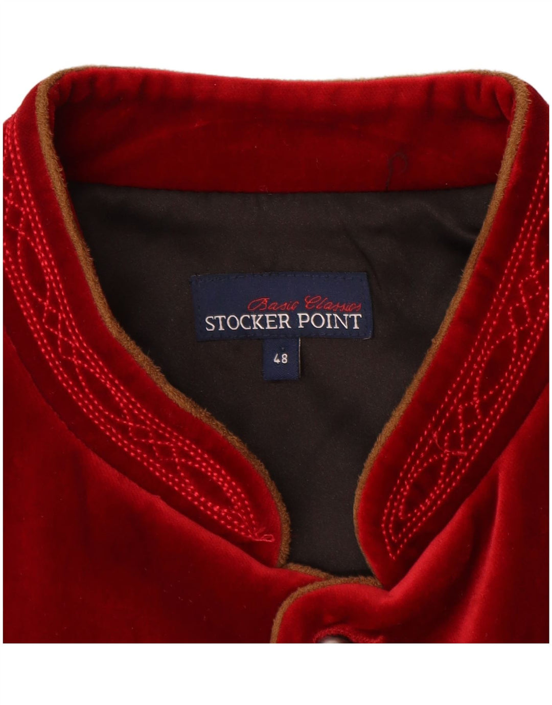 STOCKERPOINT Gilet Trachten Velours Homme EU 48 Petit Coton Rouge
