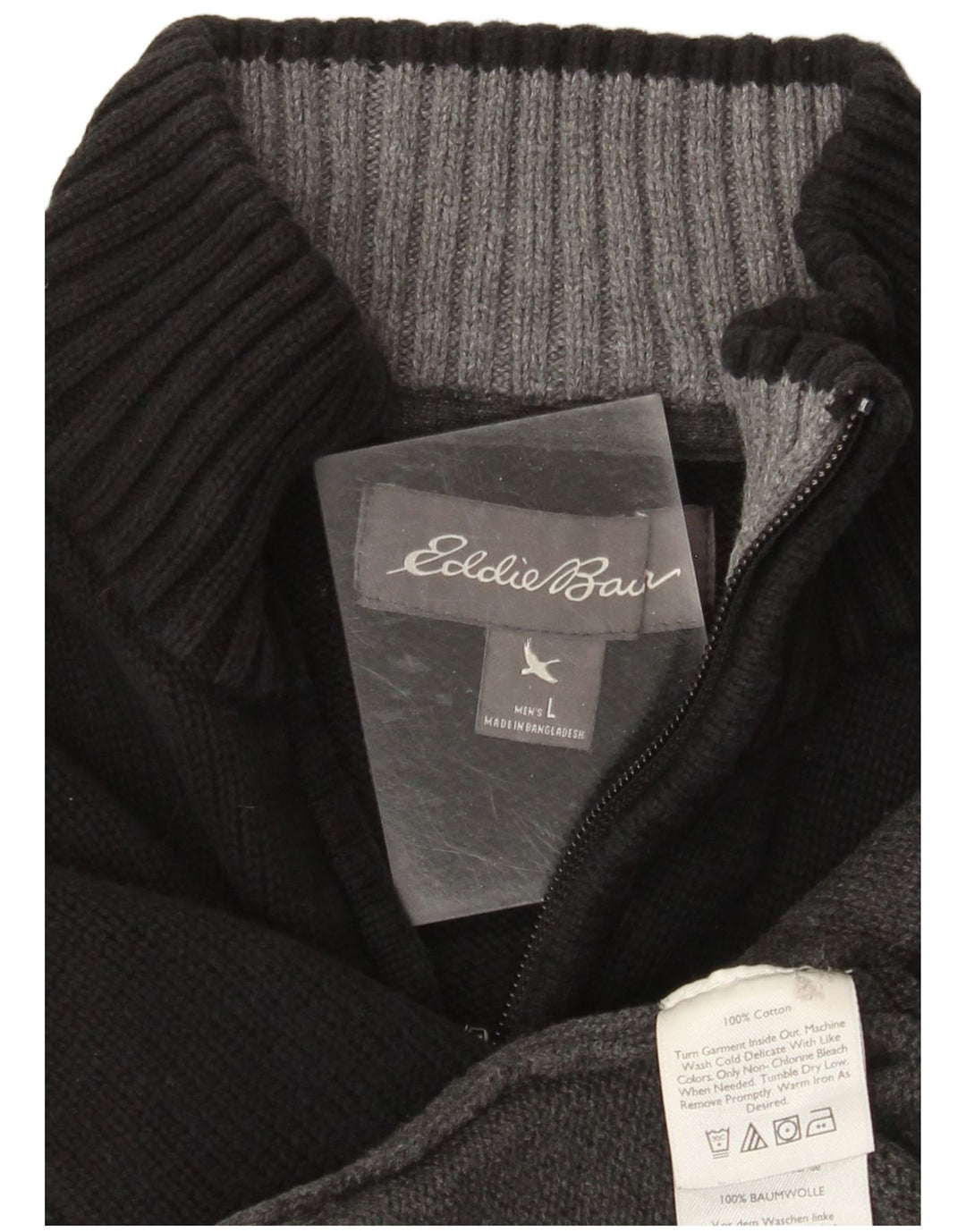 Eddie Bauer Pull à col zippé pour homme Grand coton color block noir