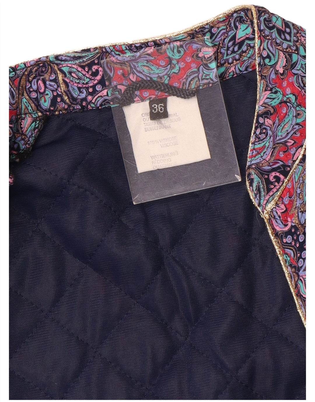 Veste rembourrée femme vintage IT 36 Petite Viscose Paisley Violet