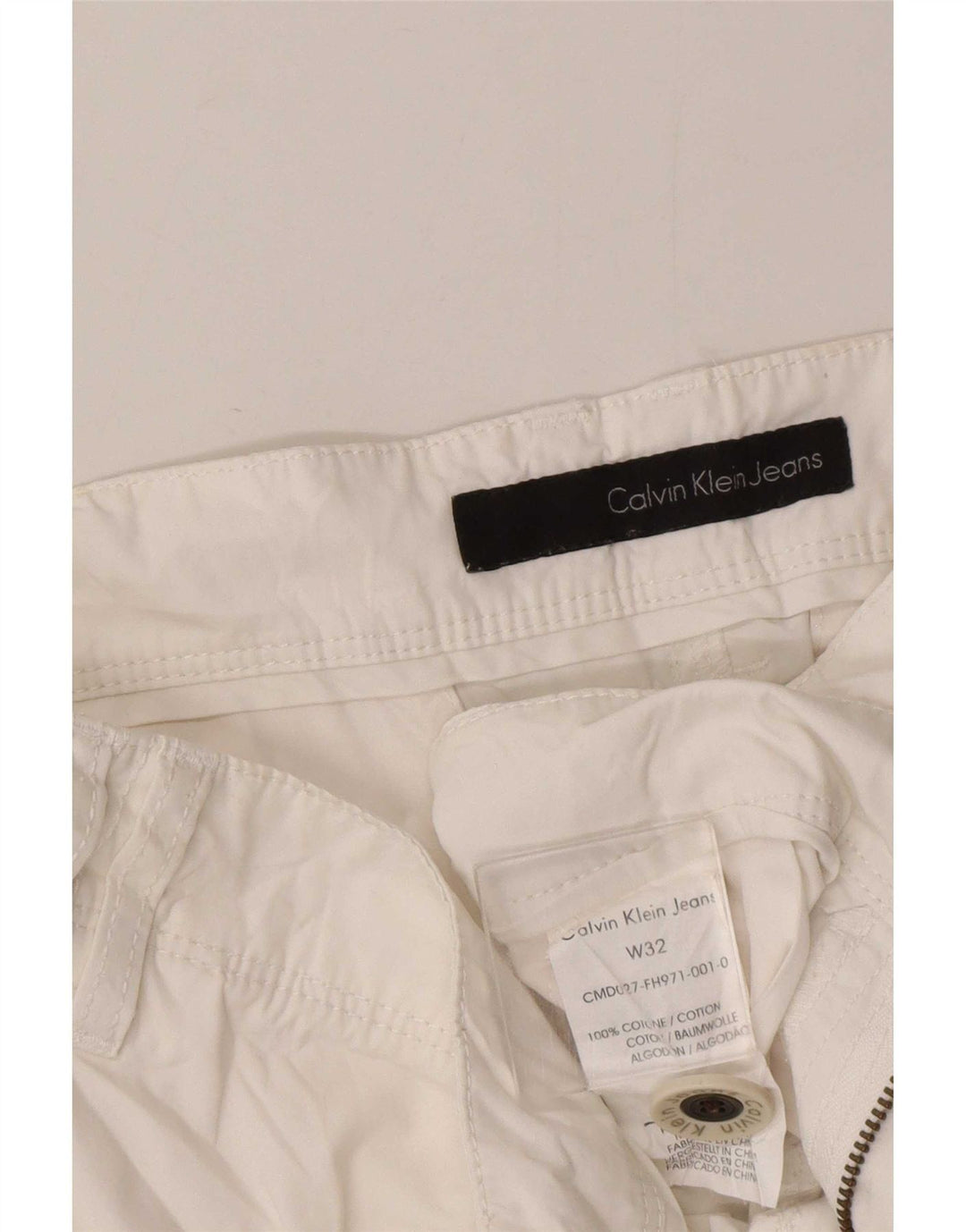 Calvin Klein Short Cargo W32 Homme Blanc Moyen Coton