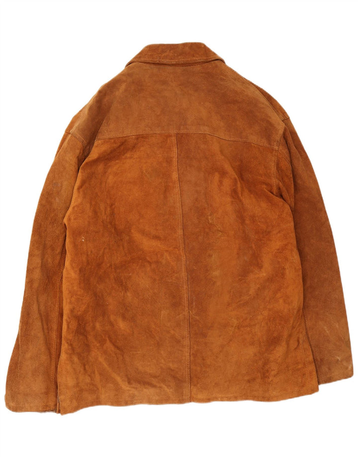 veste en daim femme vintage UK 44 2XL Marron