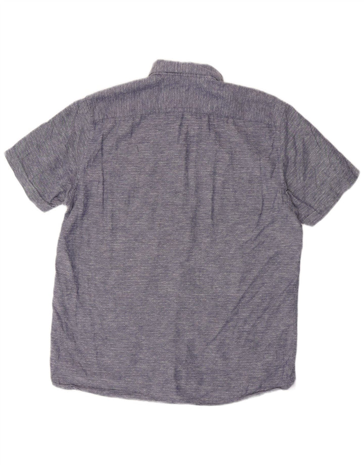 TED BAKER Chemise à manches courtes pour homme Taille 3 Coton moucheté bleu marine moyen