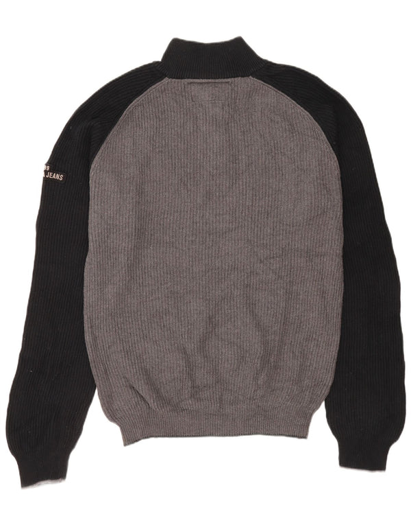Nautica Pull à col zippé pour homme 2XL en coton color block gris