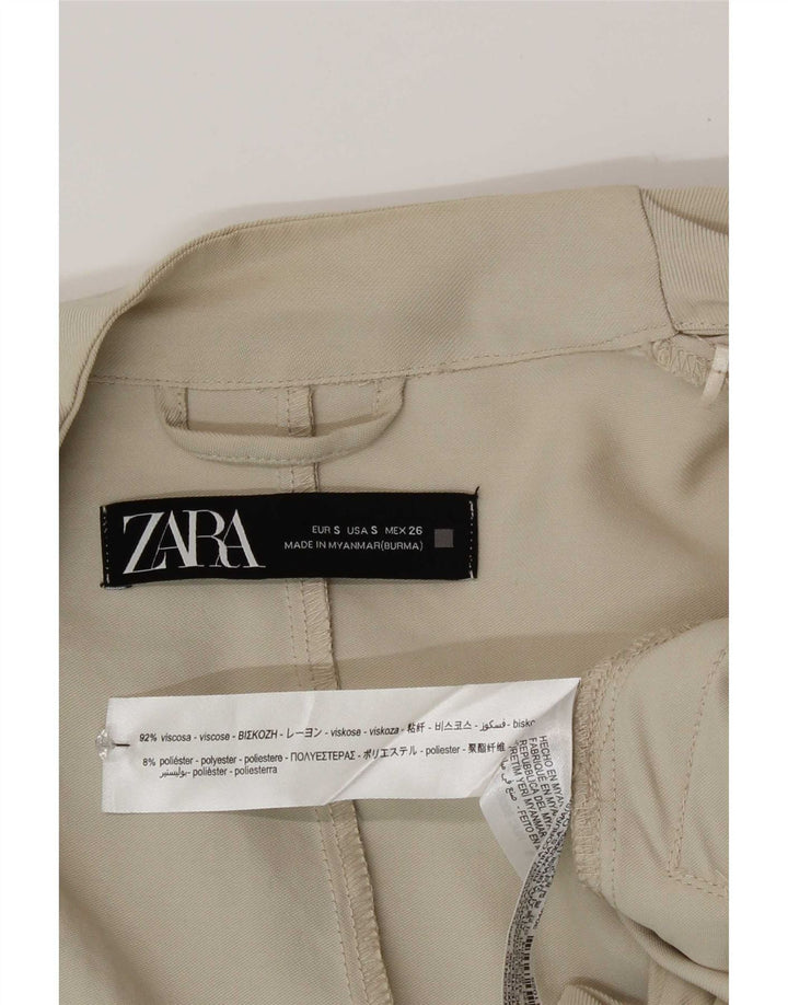 Zara Veste Blazer Femme UK 10 Petite Viscose Beige