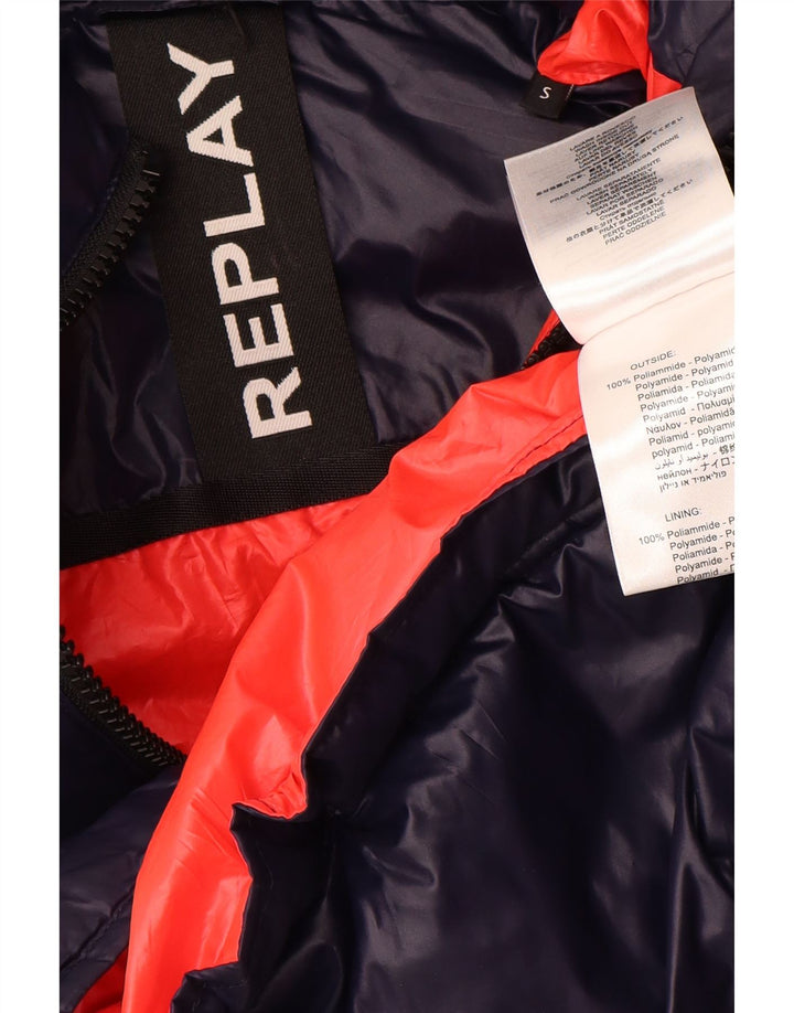 REPLAY Veste matelassée à capuche surdimensionnée pour femme UK 10 Small Bleu marine