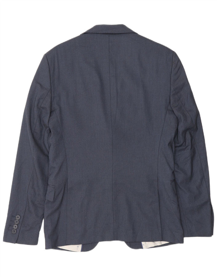 Zara Veste Blazer 2 Boutons Homme EU 46 Petit Bleu Marine Viscose