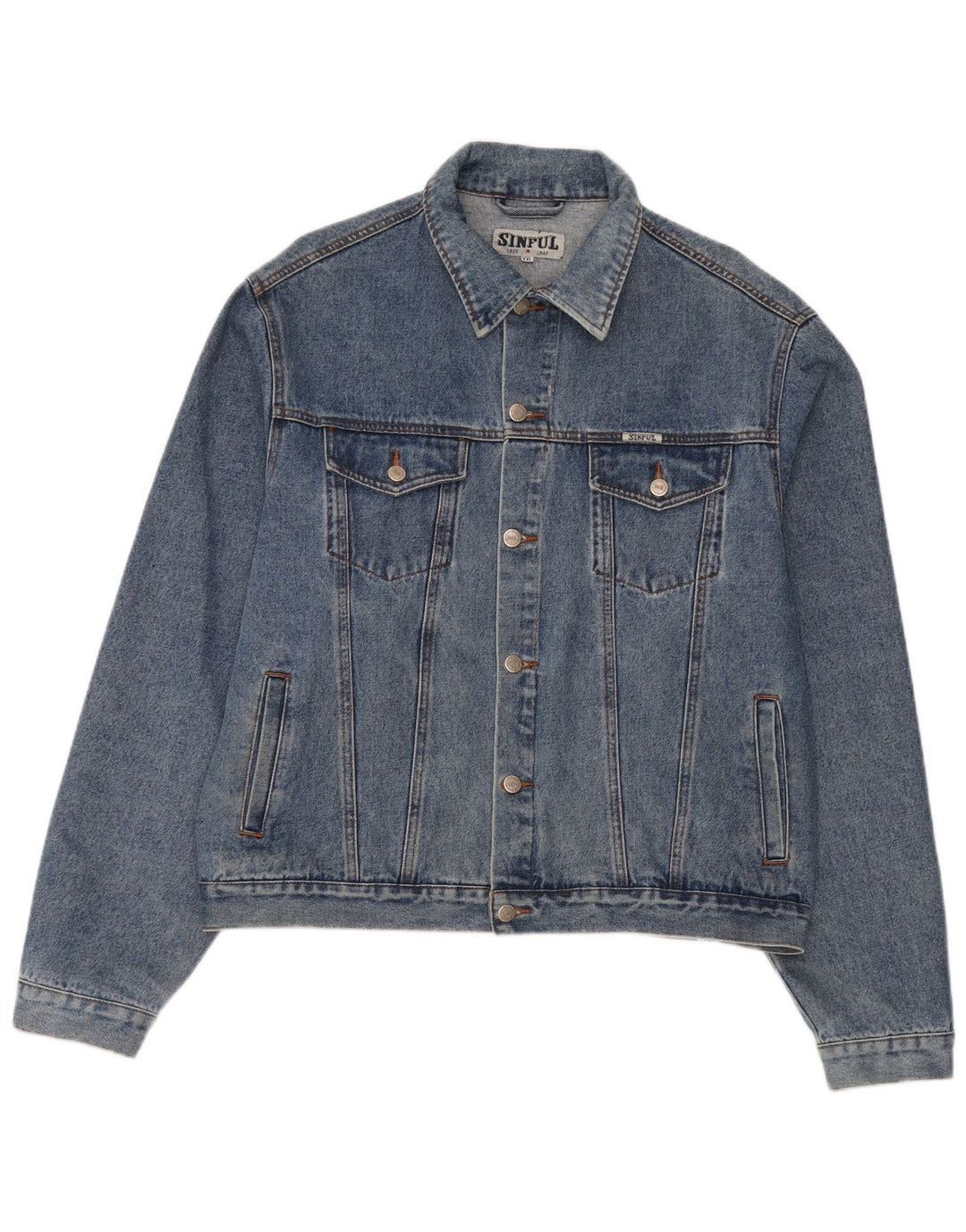 Sinful Veste en Jean Homme UK 44 2XL Bleu Coton