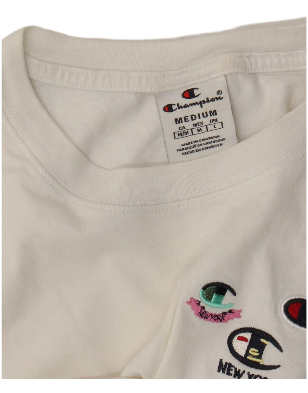 Champion T-shirt graphique pour femme UK 12 Blanc moyen