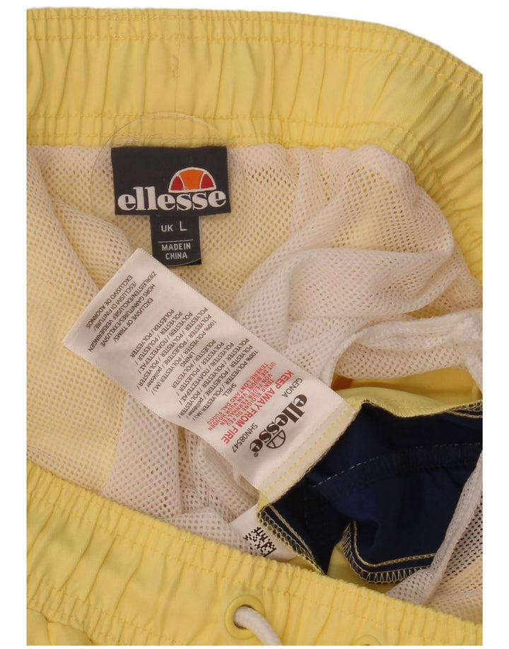Ellesse Short de bain homme grand jaune color block polyester