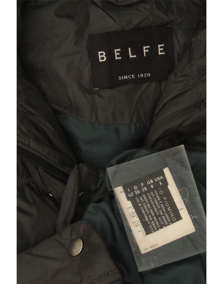 Belfe Veste matelassée à capuche pour femme UK 8 Small Kaki Polyester