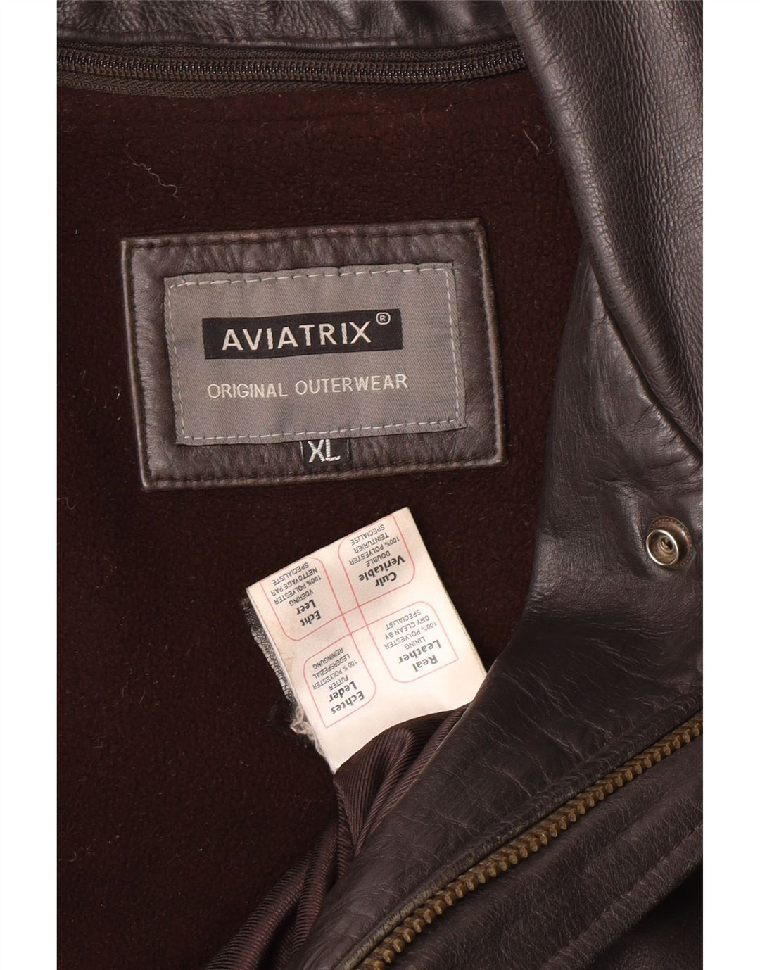AVIATRIX Veste en cuir Flight pour homme UK 42 XL marron en cuir motard