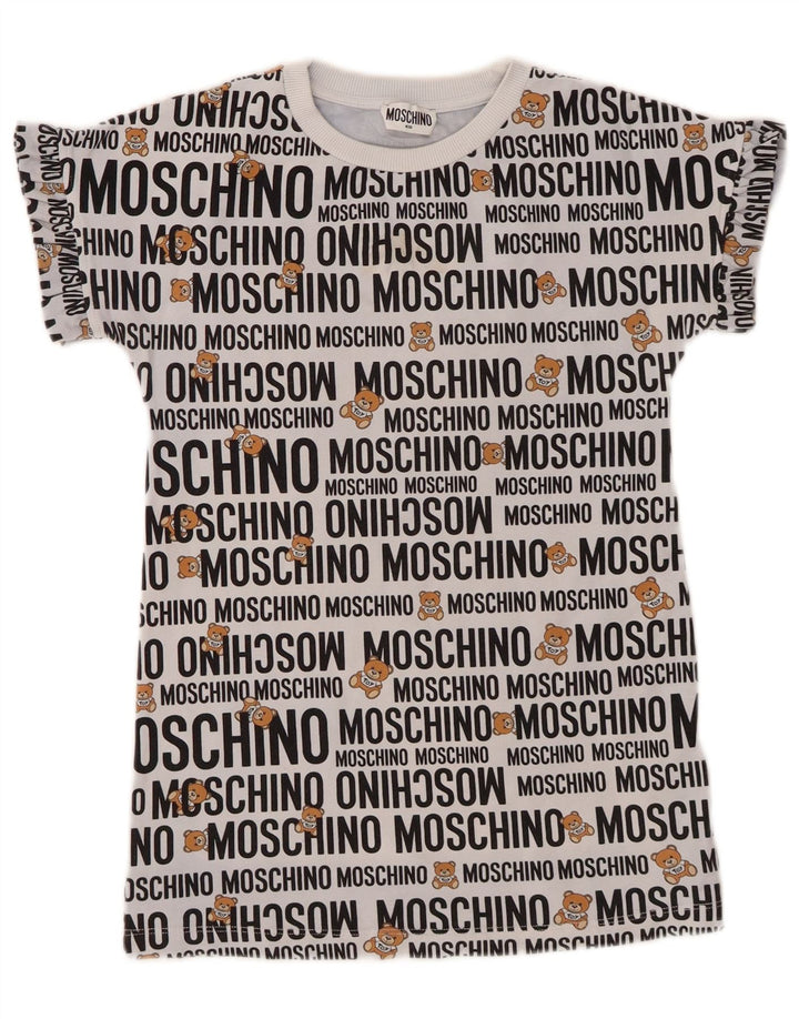 MOSCHINO T-Shirt Graphique Fille 7-8 Ans Gris Coton