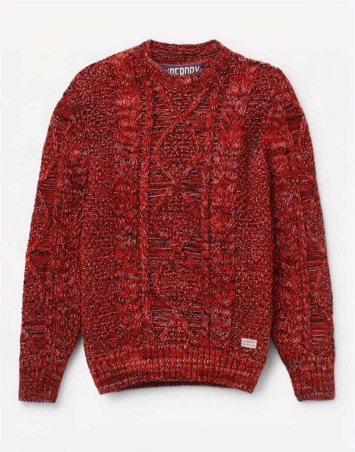 Superdry Pull Col Bateau Homme Rouge Moyen Acrylique Moucheté