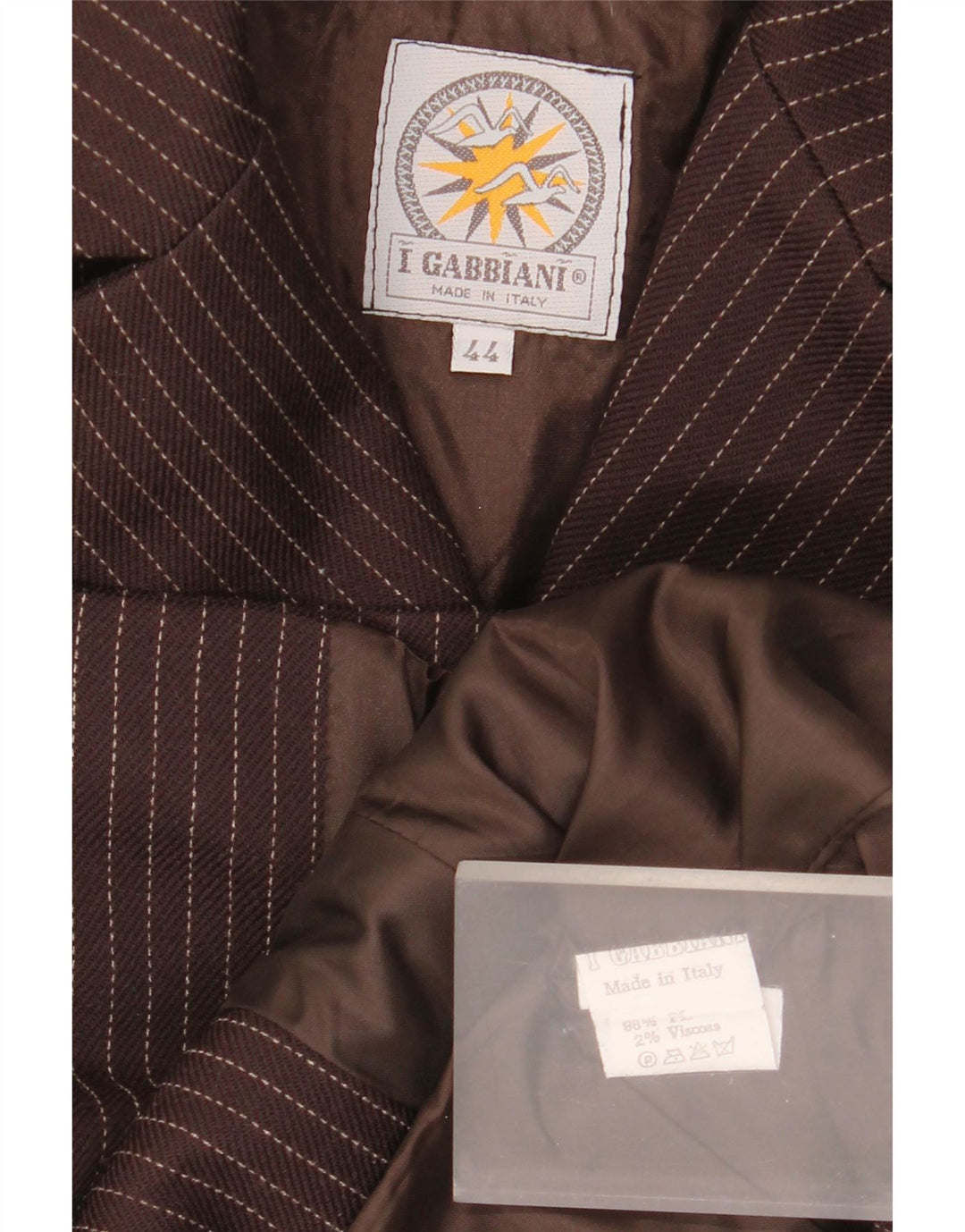 I Gabbiani Veste blazer à 4 boutons pour femme IT 44 Marron moyen à fines rayures