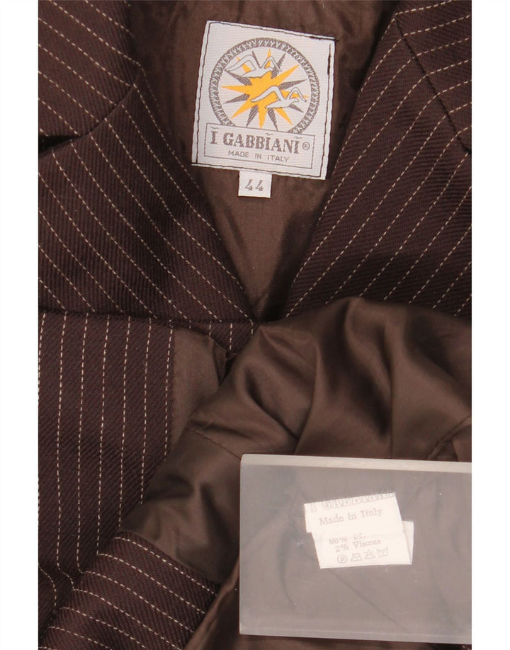 I Gabbiani Veste blazer à 4 boutons pour femme IT 44 Marron moyen à fines rayures