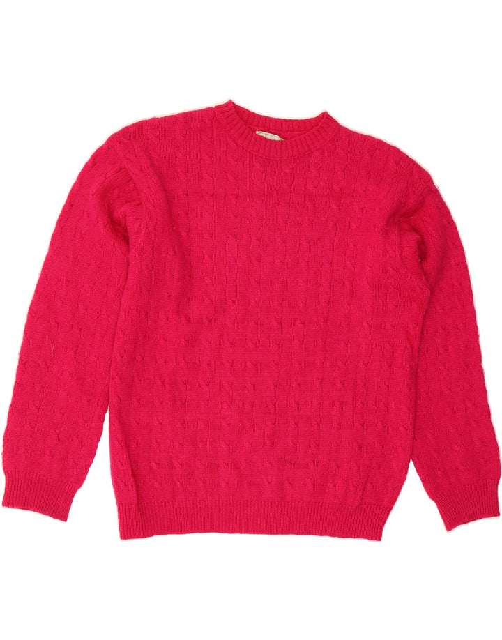 BENETTON Womens Crew Neck Jumper Sweater IT 48 XL Pink Wool Vintage Benetton and Second-Hand Benetton from Messina Hembry 