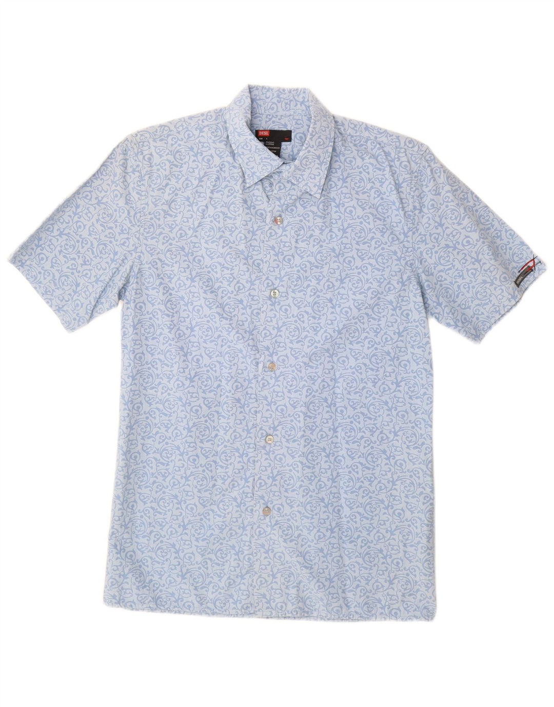 DIESEL Chemise à Manches Courtes Homme Petit Bleu Floral Coton
