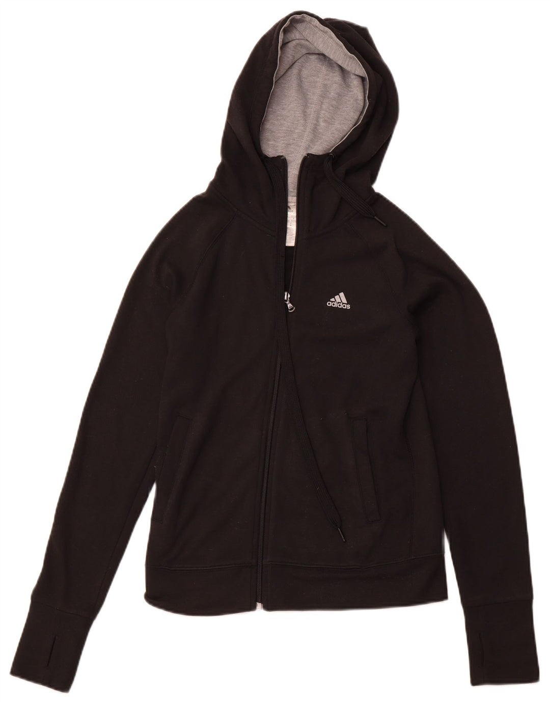 ADIDAS Pull à capuche zippé Climalite pour femme UK 4/6 XS Noir Polyester