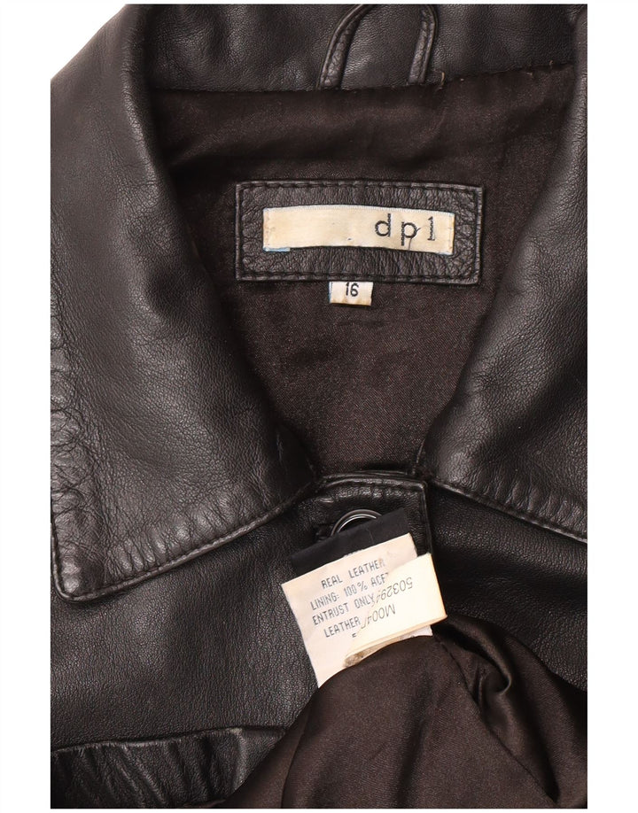 veste en cuir femme vintage UK 16 Grand cuir noir