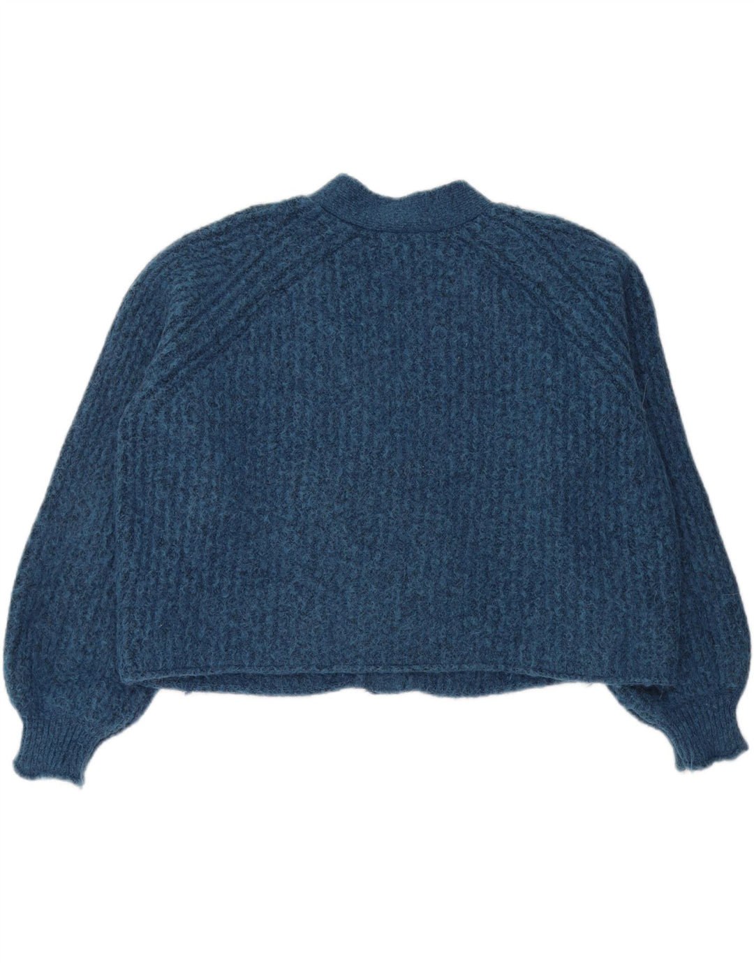 Zara Womens Crop Oversize Cardigan Pull UK 16 Grand Bleu Polyester