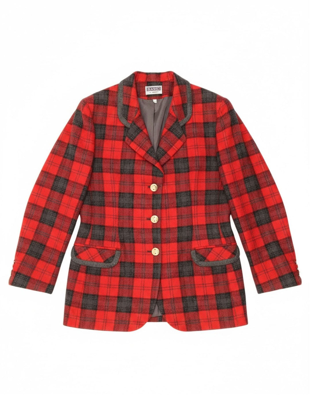 Bagarry Veste Blazer 3 Boutons Femme IT 44 Laine à Carreaux Rouge Moyen