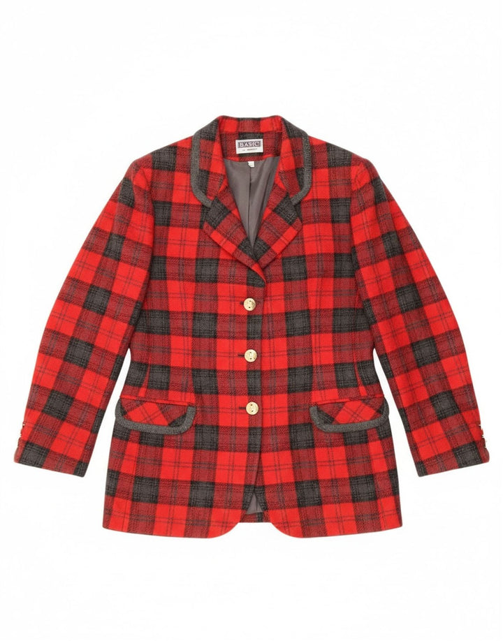 Bagarry Veste Blazer 3 Boutons Femme IT 44 Laine à Carreaux Rouge Moyen
