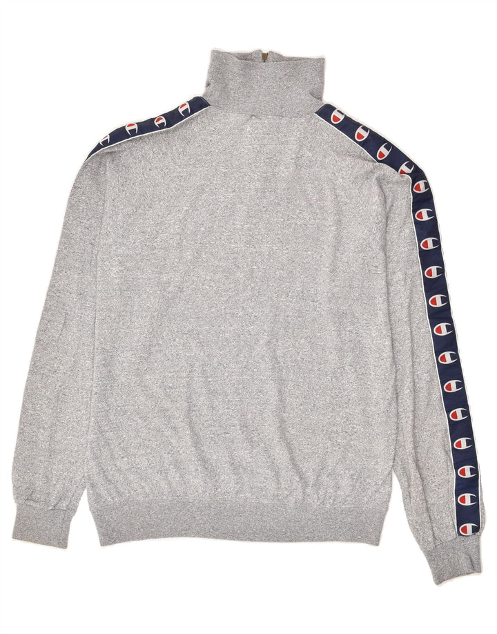 CHAMPION Mens Zip Neck Sweatshirt Jumper Large Grey Acrylic Vintage Champion and Second-Hand Champion from Messina Hembry 