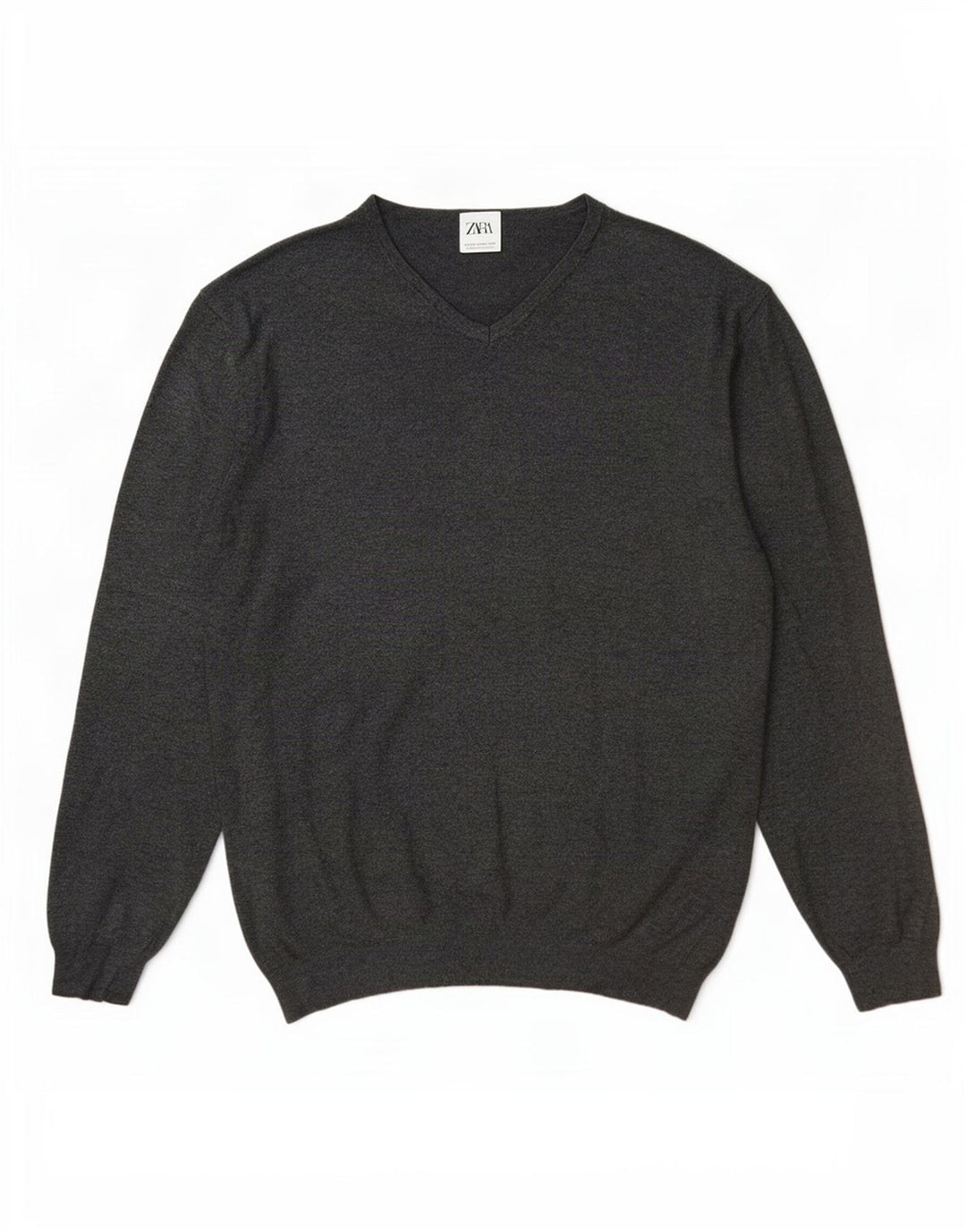 Zara Pull col V pour homme 2XL Gris Viscose