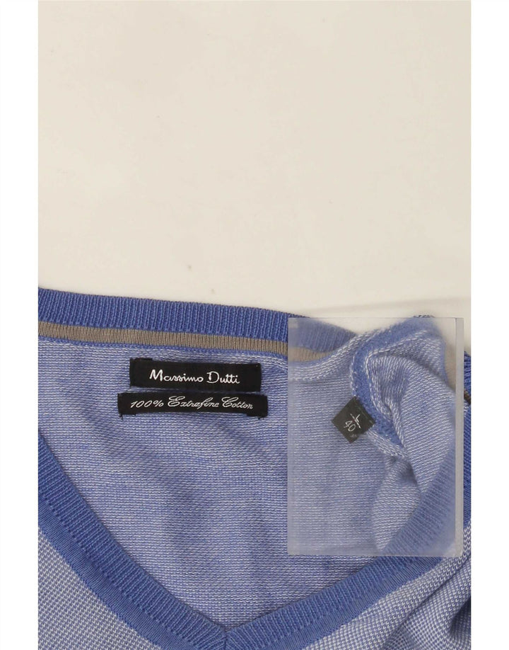 Massimo Dutti Pull col V pour homme en coton bleu Taille L