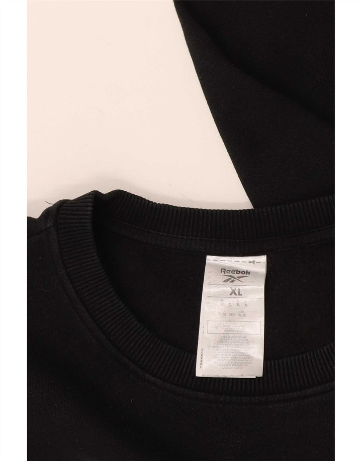 Reebok Pull Graphic Sweatshirt Jumper XL Homme Noir Coton
