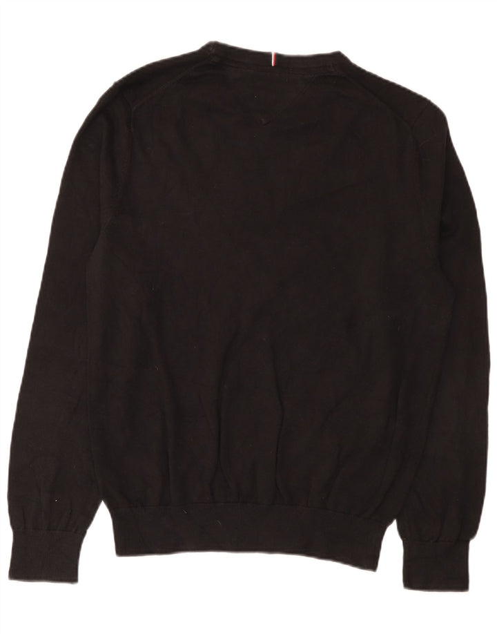 Tommy Hilfiger Pull à col rond pour homme en coton noir moyen