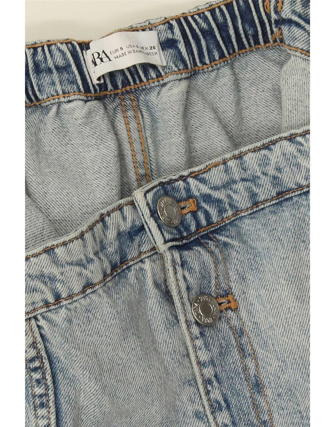 Zara Combinaison sans bretelles en jean pour femme UK 10 Petit Bleu