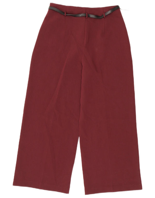 Zara Pantalon décontracté taille haute pour femme, jambe large, petit W26 L25, bordeaux