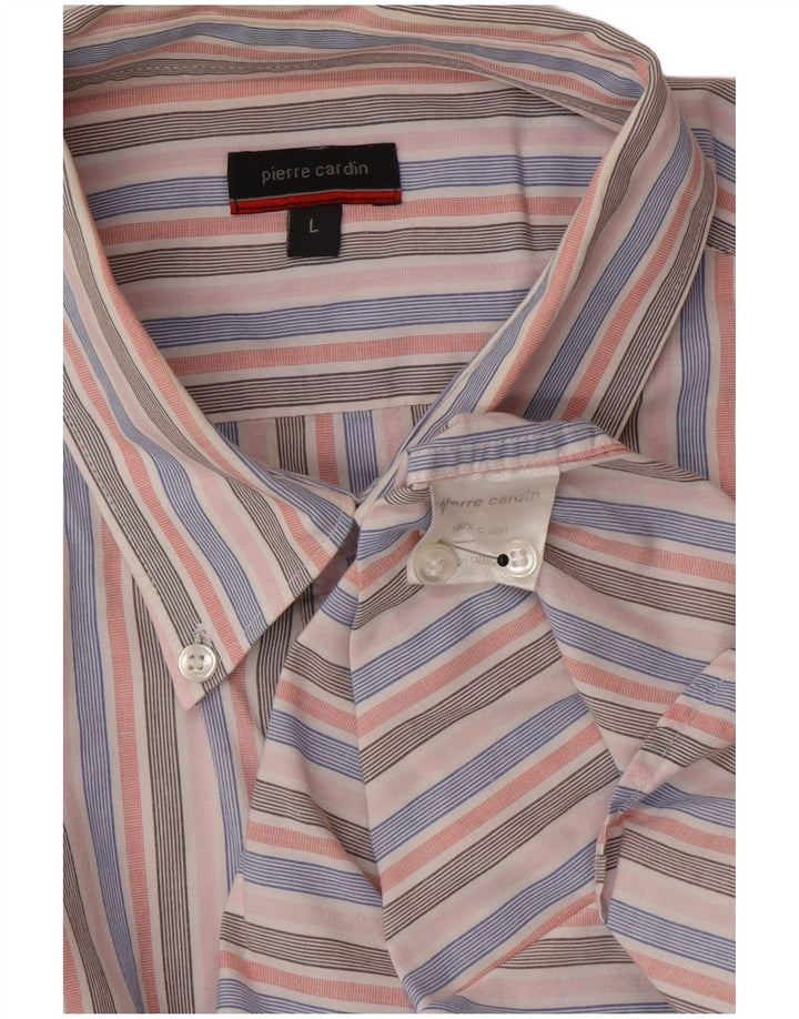 Pierre Cardin Chemise Homme Large Coton Rayé Rose