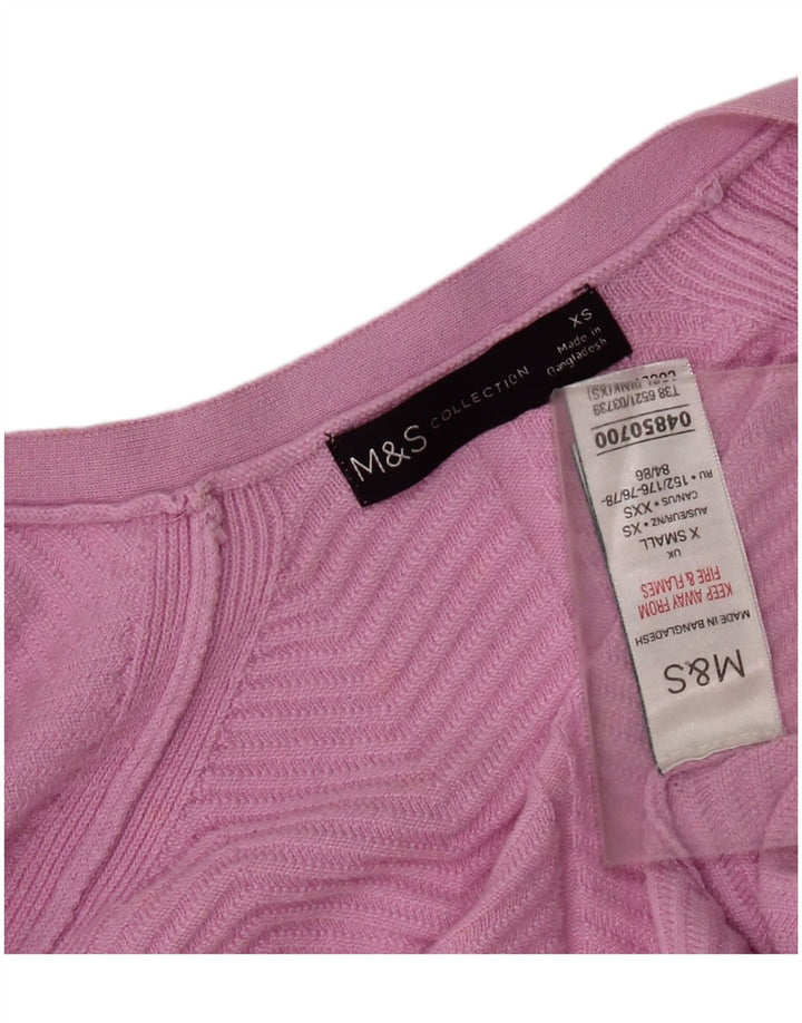 MARKS & SPENCER Pull cardigan ouvert pour femme UK 10 Petit chevron rose